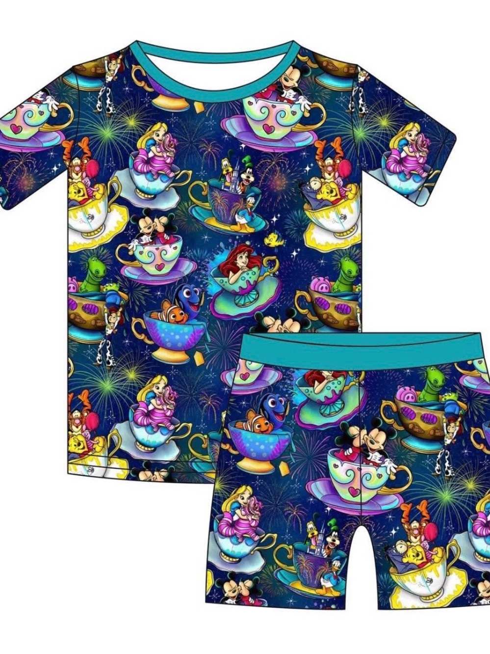 BAMBOO Navy Blue Teacup Character Short Set
